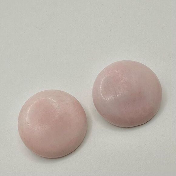 Pink circle clip on earrings - Picture 2 of 7